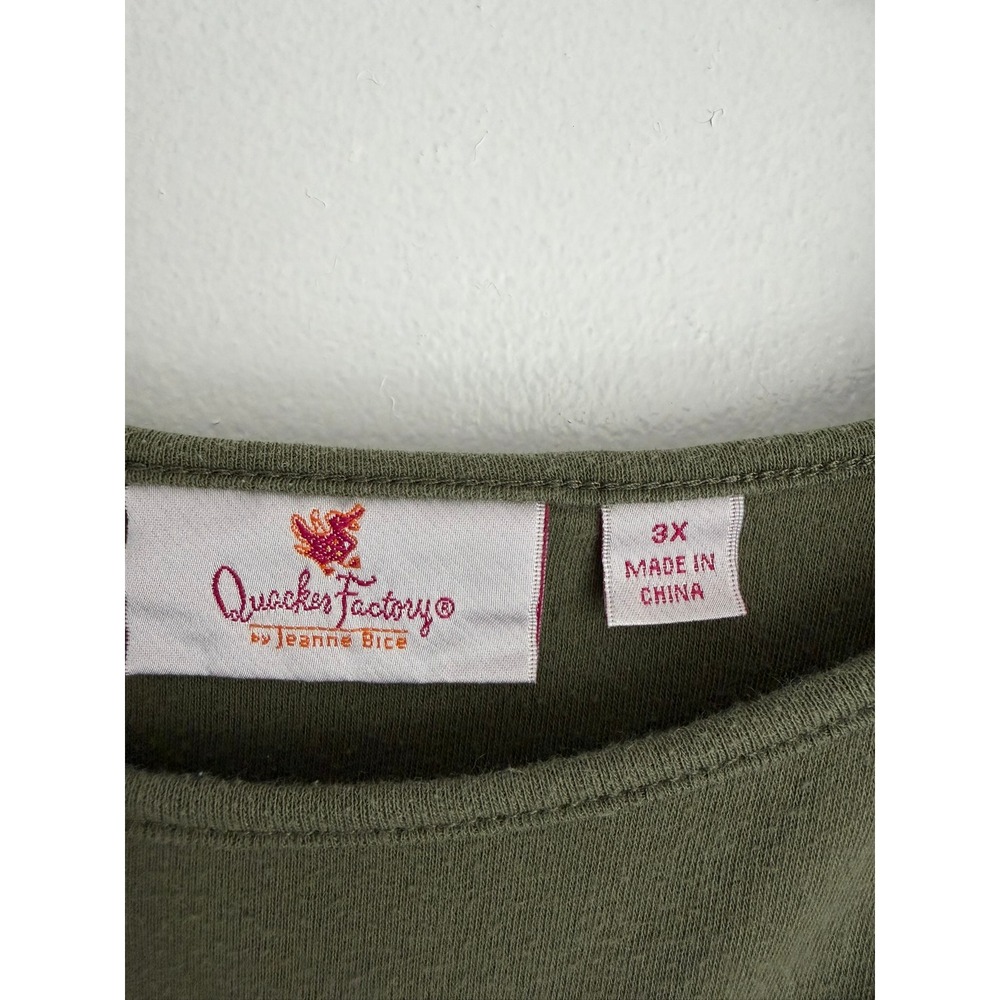 Quacker Factory Women 3X‎ Olive Green Grommet Detail Short Sleeve Knit Top - Picture 3 of 12